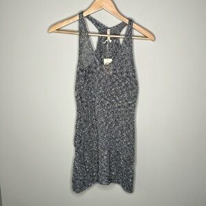 RAGA Anthropologie Distressed Knit Long Boho Tank Top in Gray Size Medium NWT!